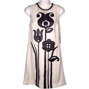 Victoria Beckham for Target A-Line Dress White / Black Floral Design Size XS